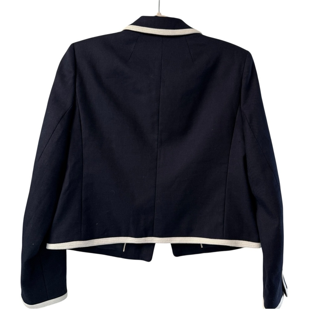 J. Crew Lucie lady jacket in stretch linen blend 8 Navy White New with Tags $268 - Picture 5 of 11